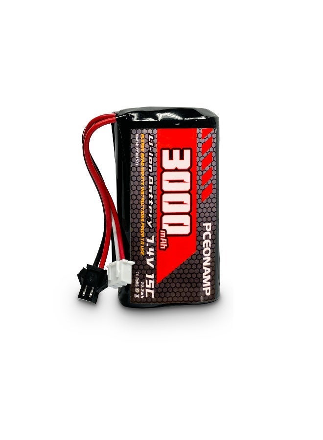 PCEONAMP 7.4V Li-ion Battery 3000mAh 2S Battery with SM-2P Plug Rechargeable High Capacity RC Battery Fit for WPL C24 MN D90 RC Cars, H101 RC Boat RC Truck Batteries - Image 1